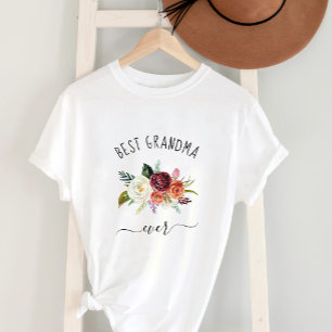 Camiseta Melhor Avó Nunca Trendy Burgundy Boho Floral