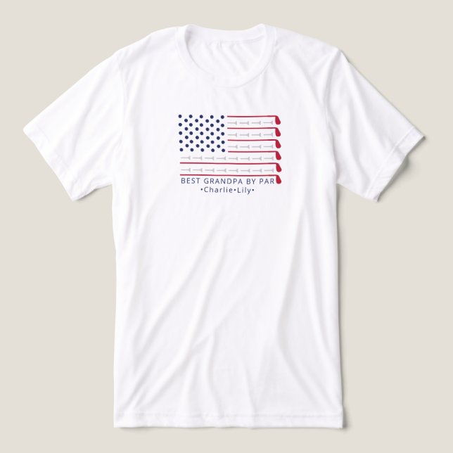 Camiseta Melhor Avô Por Par Patriótico Golfe Bandeira Ameri (Design frontal)