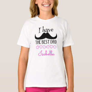 Camiseta Melhor bigode de papai dia dos pais Texto rosa per