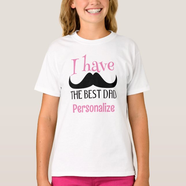 Camiseta Melhor bigode do papai dia dos pais texto rosa per (Frente)