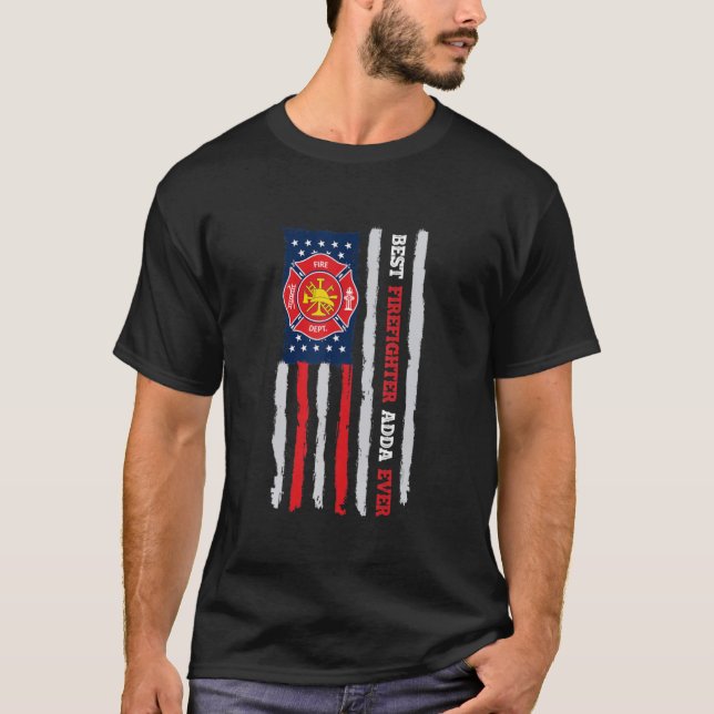 Camiseta Melhor Bombeiro Adda... Bandeira de Bombeiro dos E (Frente)