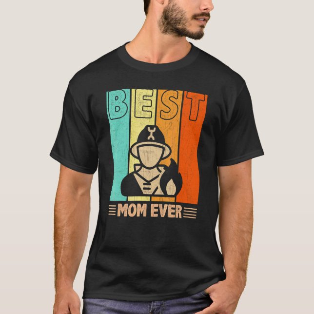 Camiseta Melhor Bombeiro Mãe Alguma Vez Retrópica Mama Moth (Frente)
