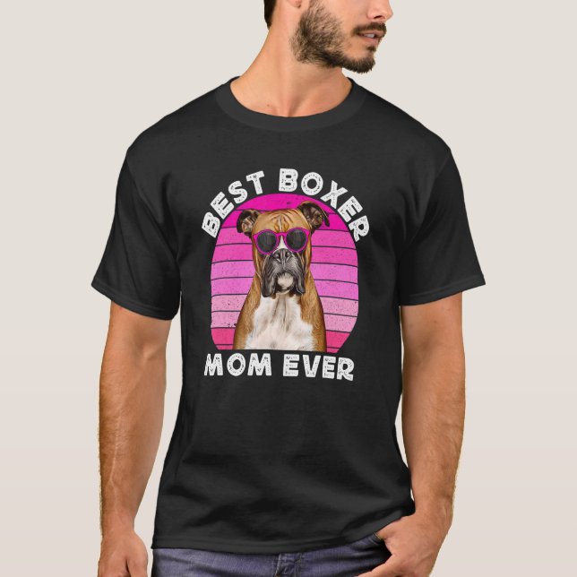 Camiseta Melhor Boxer Mãe Para Mulheres Retro Boxer Proprie (Frente)