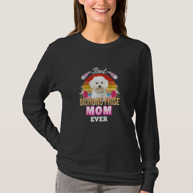 Camiseta Melhor Cachorro Mãe Alguma Vez Bichons Frise Retr  (Frente)