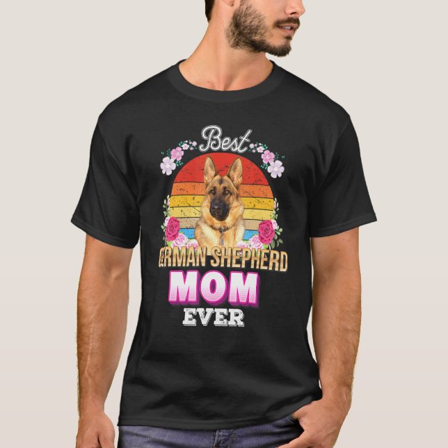 Camiseta Melhor Cachorro Mãe Alguma Vez German shepherd Da  (Frente)