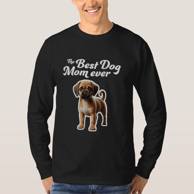 Camiseta Melhor Cachorro Mãe De Sempre - Puggle (Frente)