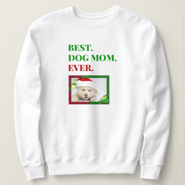 Camiseta Melhor Cachorro Mãe Foto De Natal (Frente do Design)