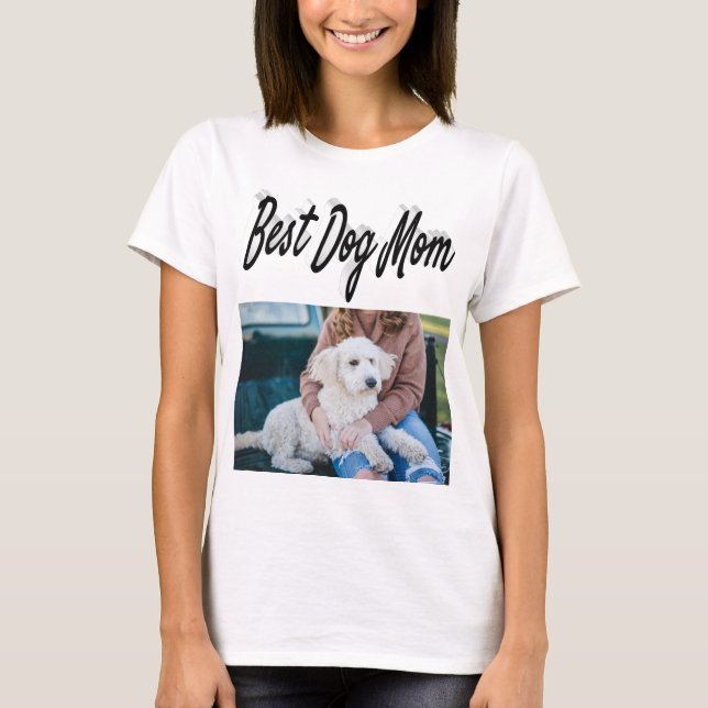 Camiseta Melhor Cachorro Mãe Foto de Texto Preto (Frente)