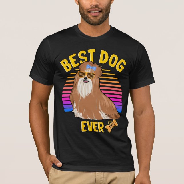 Camiseta Melhor cachorro Shih tzu de todos os tempos retrô (Frente)