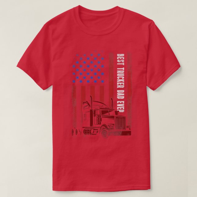 Camiseta melhor caminhoneiro pai de toda bandeira americana (Frente do Design)