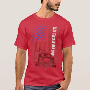 Camiseta melhor caminhoneiro pai de toda bandeira americana
