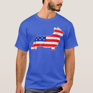 Camiseta Melhor Cão Corgi USA Bandeira Patriótica 4 De Julh