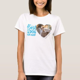 Camiseta  Melhor Cão Mãe Nome Pet Foto Azul