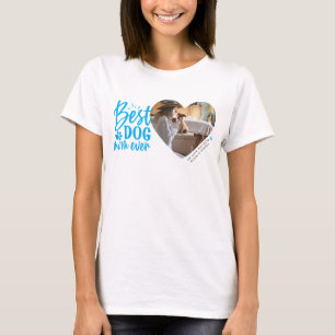 Camiseta  Melhor Cão Mãe Nome Pet Foto Azul