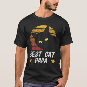 Camiseta Melhor Cat Papa Vintage 80 Estilo Cat Retro Dis