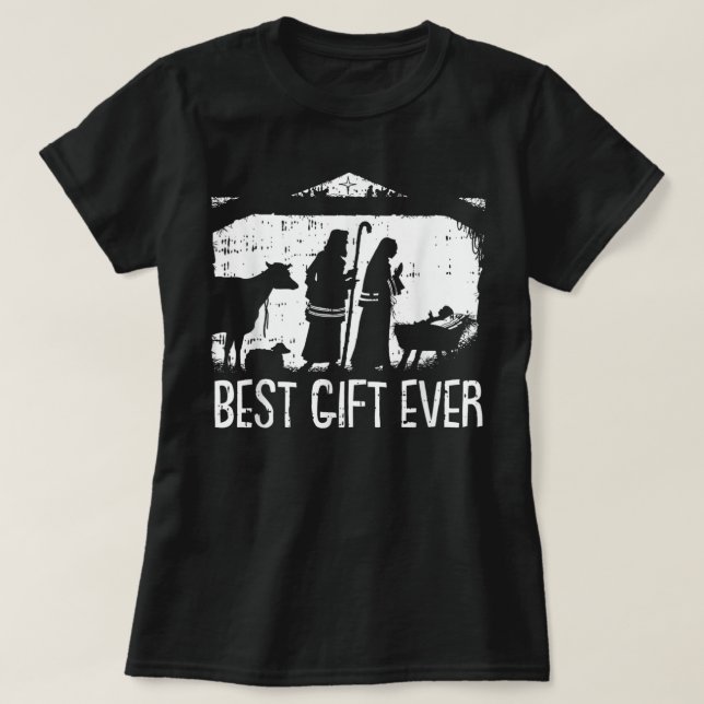 Camiseta Melhor Cena de Natividade Jesus Legal de Natal Chr (Frente do Design)