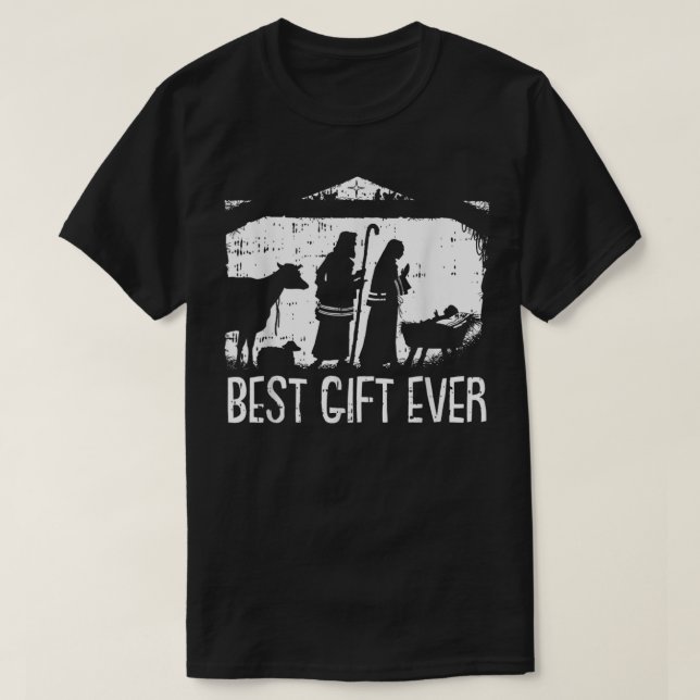 Camiseta Melhor Cena de Natividade Jesus Legal de Natal Chr (Frente do Design)