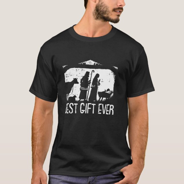 Camiseta Melhor Cena de Natividade Jesus Legal de Natal Chr (Frente)
