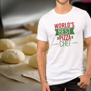 Camiseta Melhor Chef de pizza do mundo - verde-vermelho