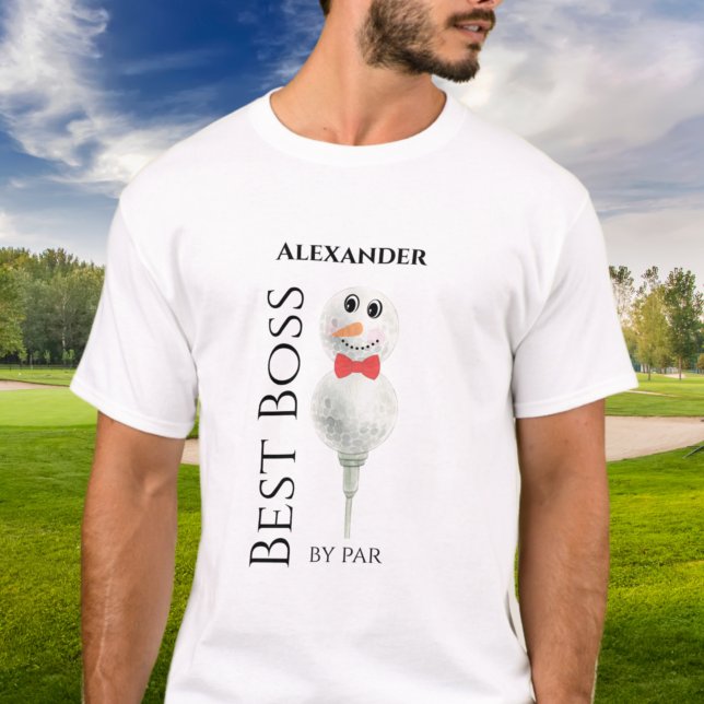 Camiseta Melhor Chefe de Par: Golf Ball Snowman Red Bowtie  (Criador carregado)