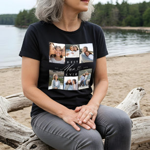 Camiseta Melhor Colagem de Foto Coração de Script Elegante 