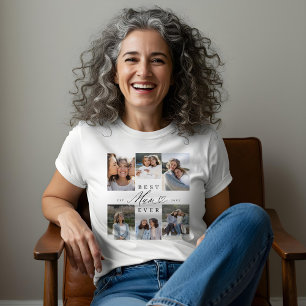 Camiseta Melhor Colagem de Foto Coração de Script Elegante