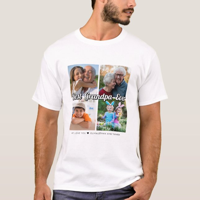 Camiseta Melhor Colagem de Fotografias do Avô Ever 4 Person (Frente)