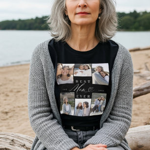 Camiseta Melhor Colagem de Fotos do Coração de Script Elega