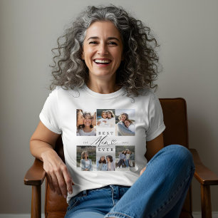 Camiseta Melhor Colagem de Fotos do Coração de Script Elega