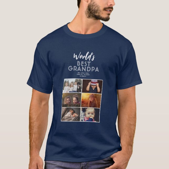 Camiseta Melhor Colagem de Fotos Personalizada do Avô do Mu (Frente)