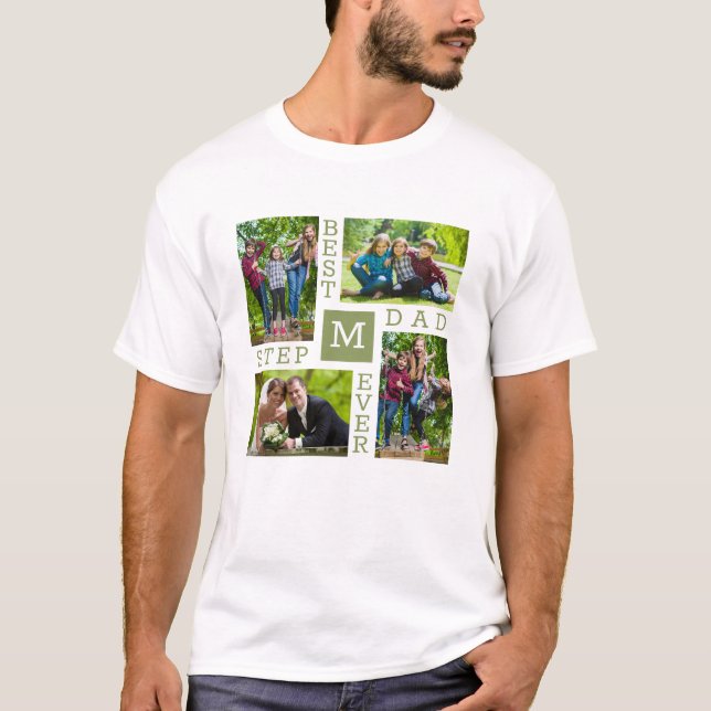 Camiseta Melhor Colagem de Fotos Stepdad Ever 4 (Frente)