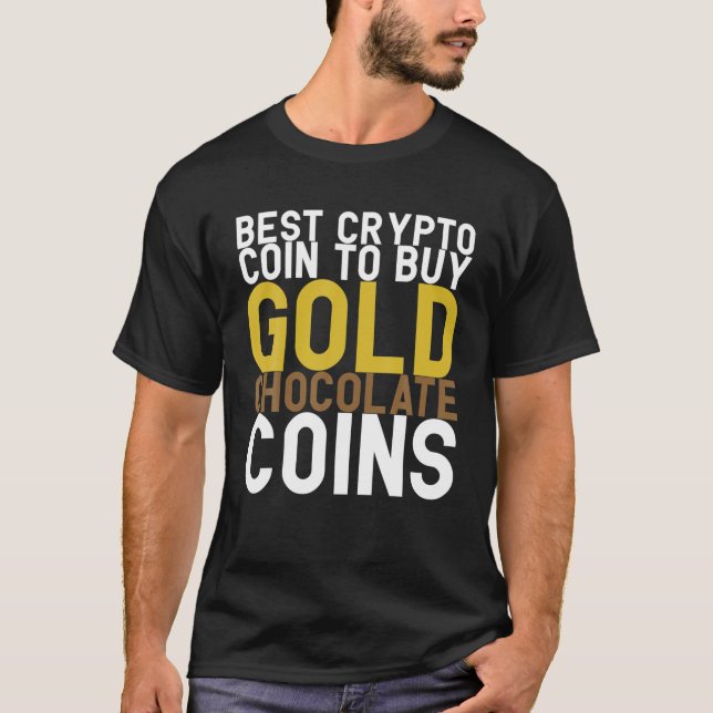 Camiseta Melhor Cripto Para Comprar De Moedas Douradas De C (Frente)