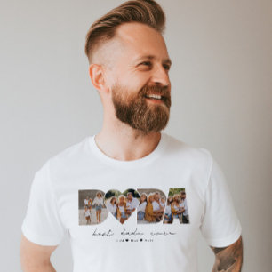 Camiseta Melhor Dada de 4 Colagem de Fotografias Primeiro D