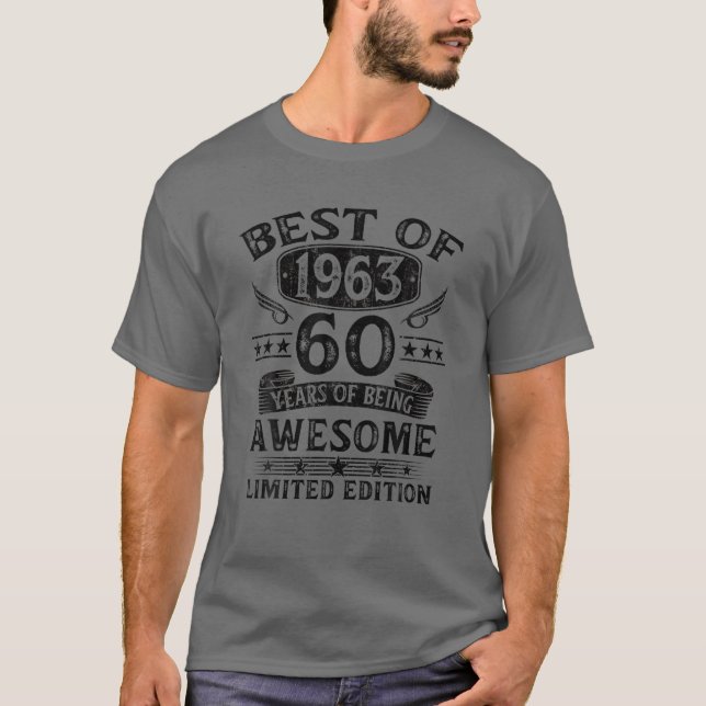 Camiseta Melhor De 1963, 60 Anos, Presente 60. (Frente)