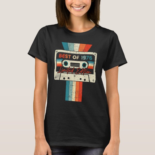 Camiseta Melhor De 1976 Cassette Tape 46 Aniversário 46 Ano (Frente)