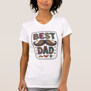 Camiseta Melhor Design de Pai Bigode Vintage Vector Pai_1