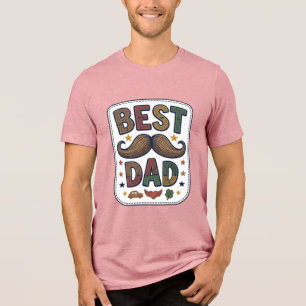 Camiseta Melhor Design de Pai Bigode Vintage Vector Pai_1
