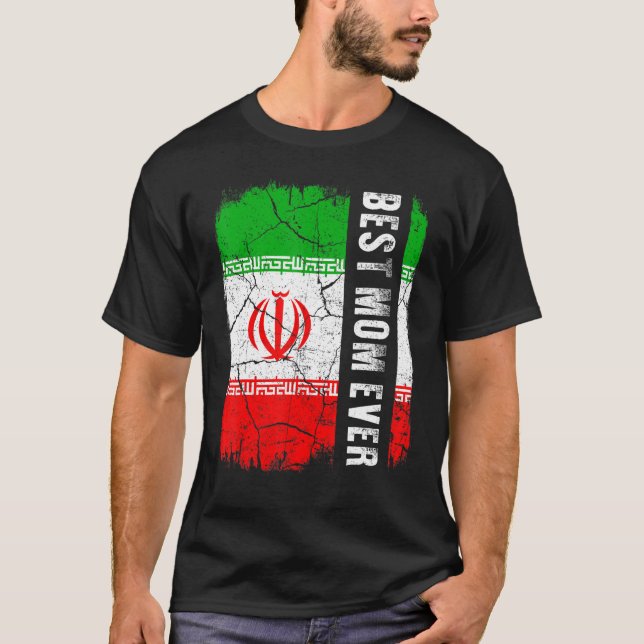 Camiseta Melhor Dia de as mães de Bandeira da Mãe Iraniana (Frente)