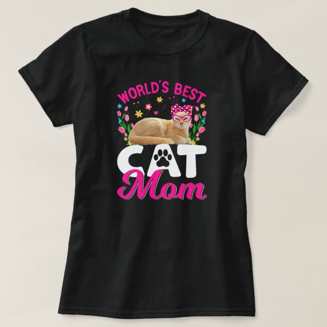 Camiseta Melhor Dia de as mães de Mãe Gato do Mundo  (Frente do Design)