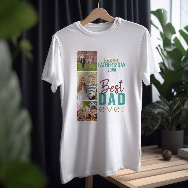 Camiseta Melhor Dia de os pais De Colagem De Fotos Ever 3 D (Criador carregado)