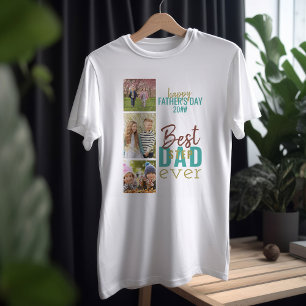 Camiseta Melhor Dia de os pais de Colagem de Fotos Stepdad 
