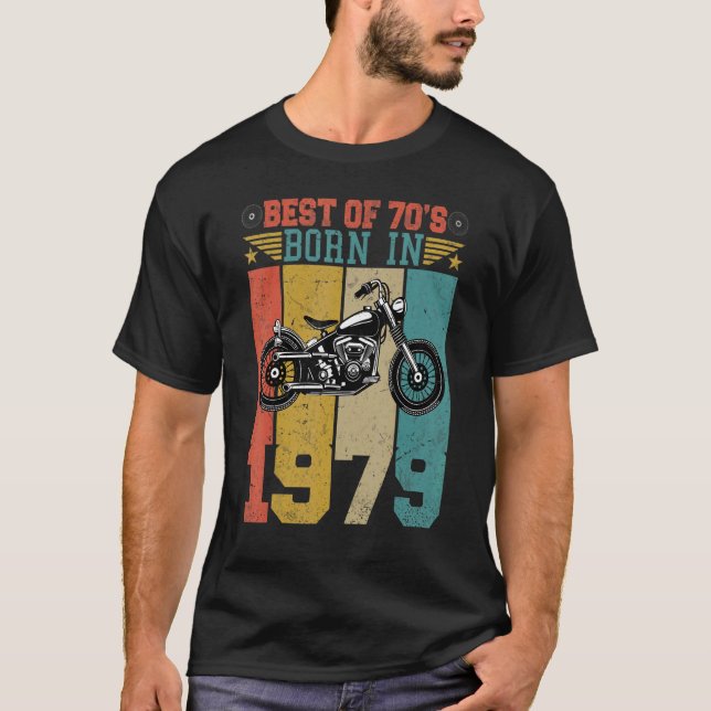Camiseta Melhor Do Nascer Dos Anos 70 Em Motocicleta B De 1 (Frente)