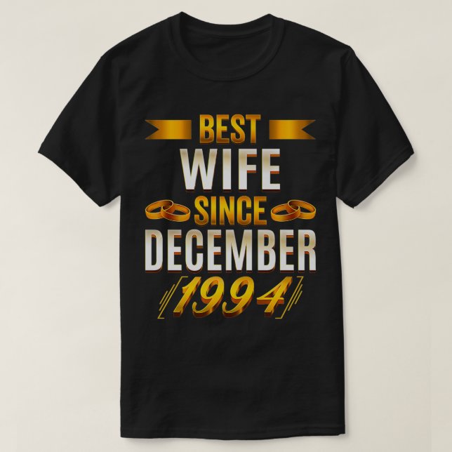 Camiseta Melhor Esposa Desde Dezembro De 1994 Engraçada 28ª (Frente do Design)