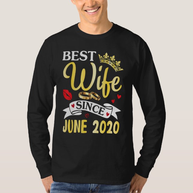 Camiseta Melhor Esposa Desde Junho De 2020 Feliz Anniversar (Frente)