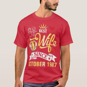Camiseta Melhor Esposa Desde Outubro de 1987 Feliz Casada 3