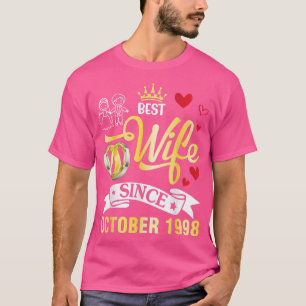 Camiseta Melhor Esposa Desde Outubro De 1998 Feliz Casada 2
