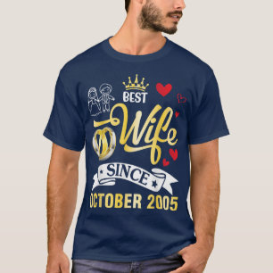 Camiseta Melhor Esposa Desde Outubro De 2005. Feliz Casado