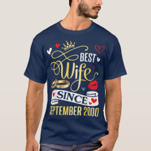 Camiseta Melhor Esposa Desde Setembro De 2000 Feliz Casado