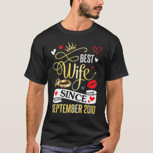Camiseta Melhor Esposa Desde Setembro De 2010 Feliz Casado 