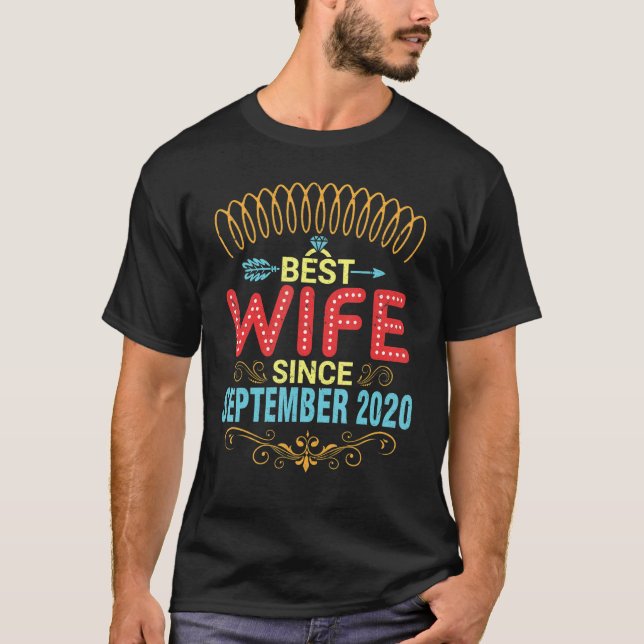 Camiseta Melhor Esposa Desde Setembro De 2020 Casado De Cas (Frente)